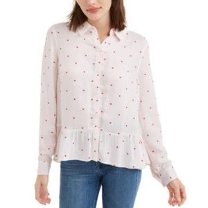 NWT Maison Jules Womens Striped Printed Button-Down Top Size M $60 MSRP C0280